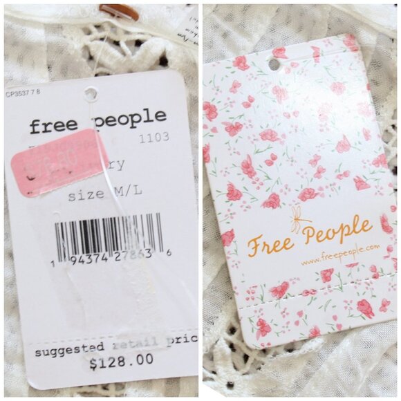 NWT Free People Willow Lace Kimono Size M/L Long Sleeves Ivory Semi Sheer AS IS - Picture 7 of 12